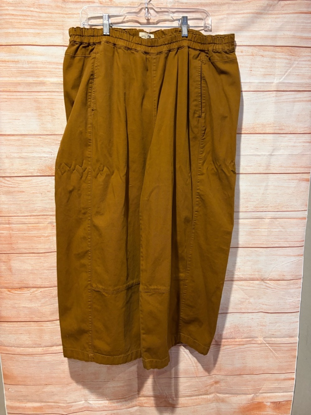 Pilcro Relaxed Elastic-Waist Pants  in Mustard Brown